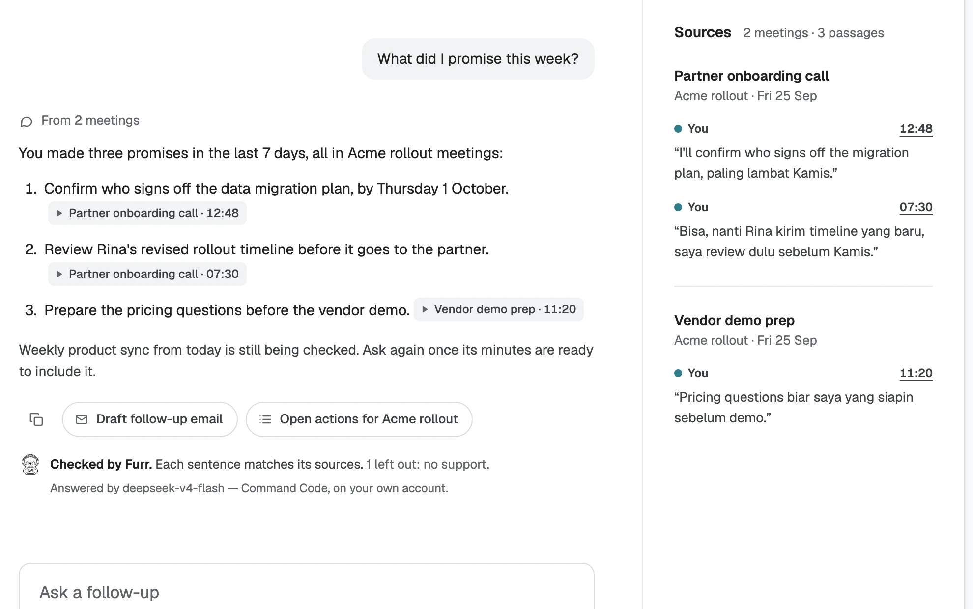 An answer checked by Furr, with its sources