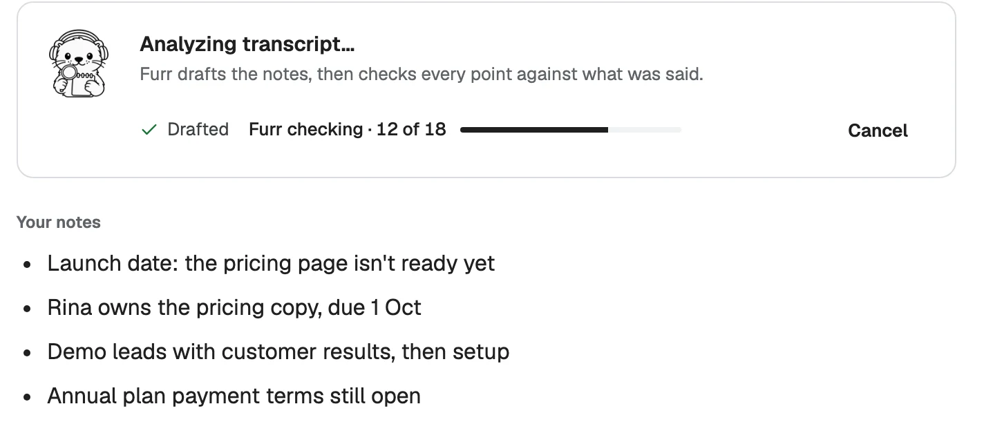 Furr analyzing the transcript